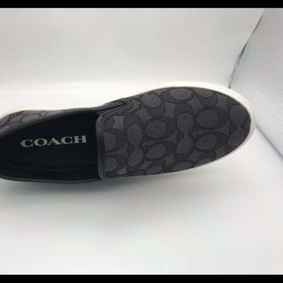 COACH BLACK SMOKE/ BLACK SIG. C LEATHER SNEAKERS STYLE G1909 SIZE 8.5B - Picture 4 of 7
